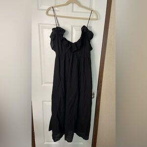 H&M‎ Black Maxi Dress with Ruffle Detail Size Large